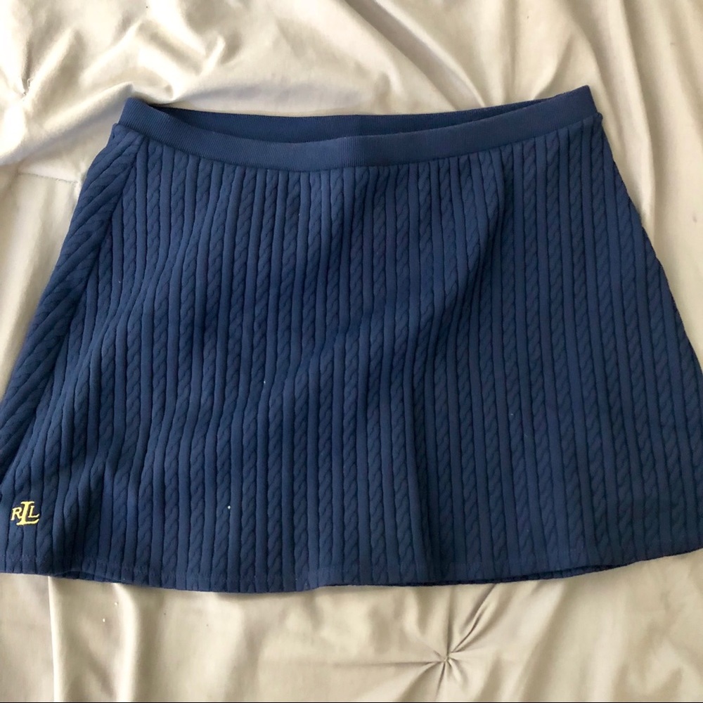 Ralph Lauren Navy Blue Miniskirt with Gold Logo